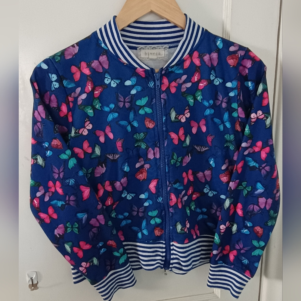 Butterfly Bomber Jacket With Striped Detail
